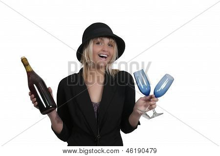 Frau mit Wein