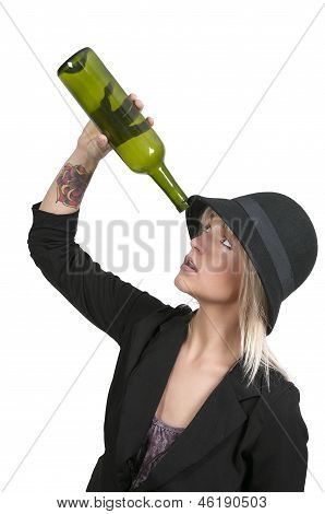 Frau mit Wein
