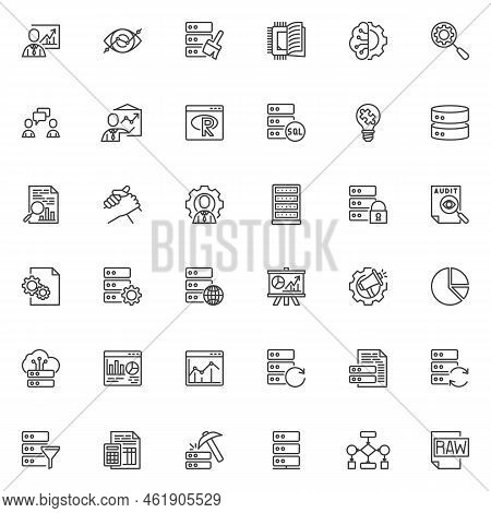 Data Analysis Line Icons Set. Linear Style Symbols Collection, Outline Signs Pack. Data Analytics Ve