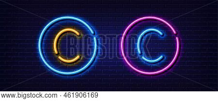 Initial Letter C Icon. Neon Light Line Effect. Line Typography Character Sign. Large First Font Lett