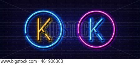 Initial Letter K Icon. Neon Light Line Effect. Line Typography Character Sign. Large First Font Lett