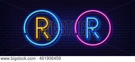 Initial Letter R Icon. Neon Light Line Effect. Line Typography Character Sign. Large First Font Lett