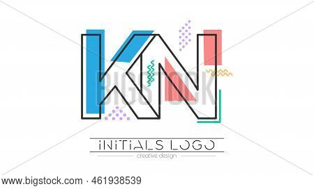 Letters K And N. Merging Of Two Letters. Initials Logo Or Abbreviation Symbol. Vector Illustration F
