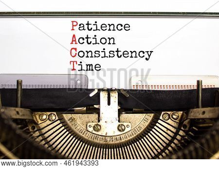Pact Patience Action Consistency Time Symbol. Concept Words Pact Patience Action Consistency Time Ty