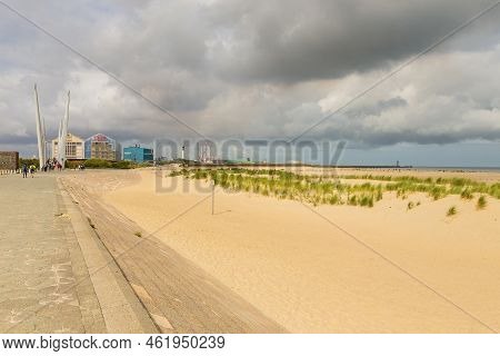 Dunkirk, France - 18 August 2018: Plage De Malo-les-bains, A Large Beach Known From Second World War