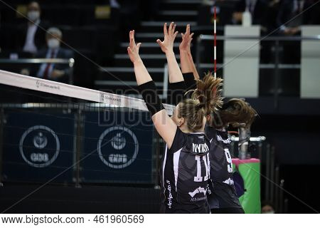 Istanbul, Turkey - January 20, 2022: Kaisa Nyman In Action During Vakifbank Vs Lp Salo Cev Champions