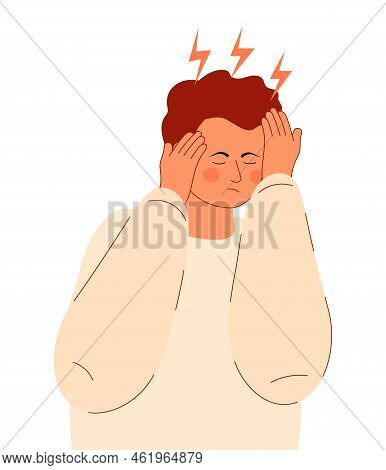 Stressed, Frustrated Man Concept Vector. Horror, Shock And Scene Of Accusation In Life, Depression I