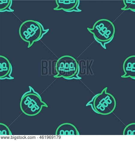 Line Project Team Base Icon Isolated Seamless Pattern On Blue Background. Business Analysis And Plan