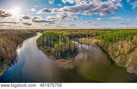 Confluence Of The Iset And Kamenka Rivers In The City Kamensk-uralskiy. Iset And Kamenka Rivers, Kam