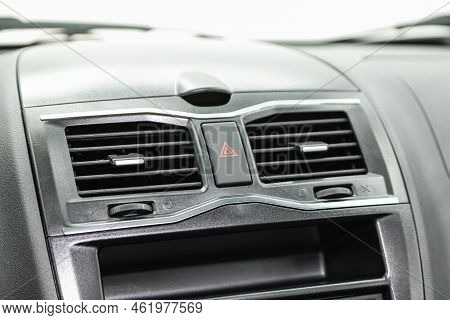 Novosibirsk, Russia - September 02 , 2022: Gray Lada Granta,close Up Deflector,  Car Ventilation Sys
