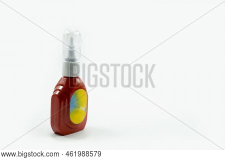 Red Correction Pen Or Liquid Paper For Correct Hand Writing Mistakes On White Background.
