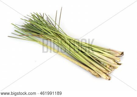 Lemongrass Leaf Isolated On White Background, Lemongrass Is A Plant Belonging To The Grass Tribe Whi