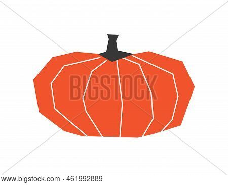 Vector Isolated Illustration With Botanical Element - Fresh Faitytale Pumpkin. Orange Vegetarian Sym