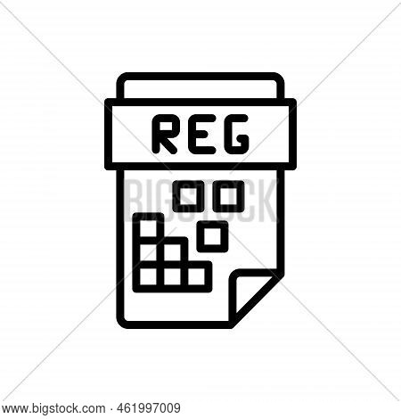 Black Line Icon For Reg Application Document File Format Program Registry Collection Form