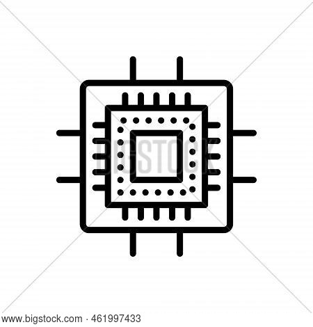 Black Line Icon For Processors Chipset Board Chip Circuit Device Electronic Memory Microchip Motherb