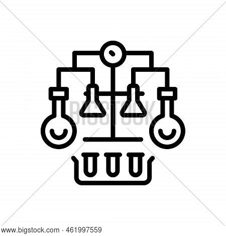Black Line Icon For Experimental Exploratory Beaker Laboratory Chemical Research Scientific Beaker F
