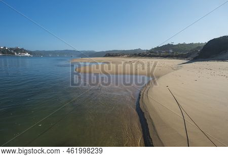 Praia Das Furnas Sand Beach With View Over The Mira River To Vila Nova De Milfontes, Vicentine Coast