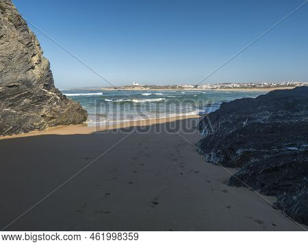 Praia Das Furnas Sand Beach With View Over The Mira River To Vila Nova De Milfontes, Wild Rota Vicen