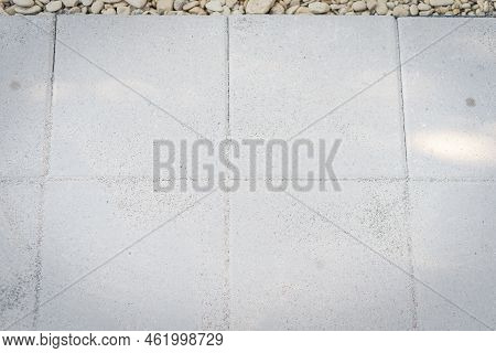 Gray Concrete Patio Stone Paver Brick Walkway After Applying Polymeric Paver Sand On Top