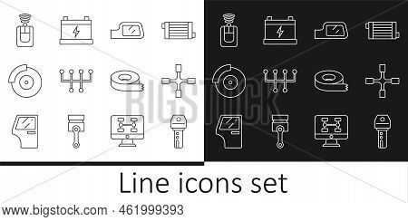 Set Line Car Key With Remote, Wheel Wrench, Mirror, Gear Shifter, Brake Disk Caliper, Scotch Tape An