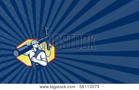Power Lineman Repairman Carry Electric Pole