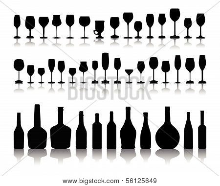 bottles and glasses