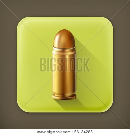 Bullet, long shadow vector icon