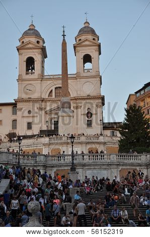 Rome - September 20: People Sitting On The Spanish Steps On September 20, In Rome, Italy. With 138 S
