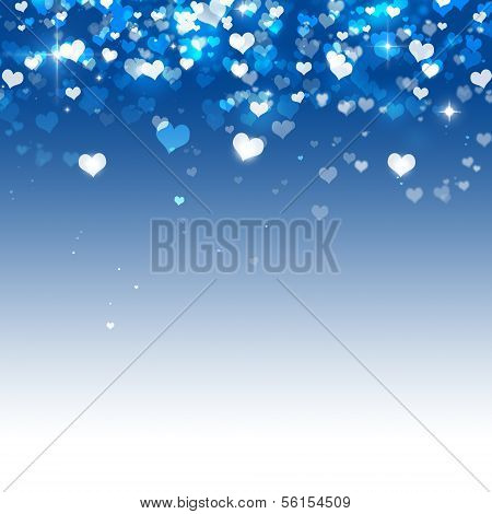 Many Hearts On Blue Background