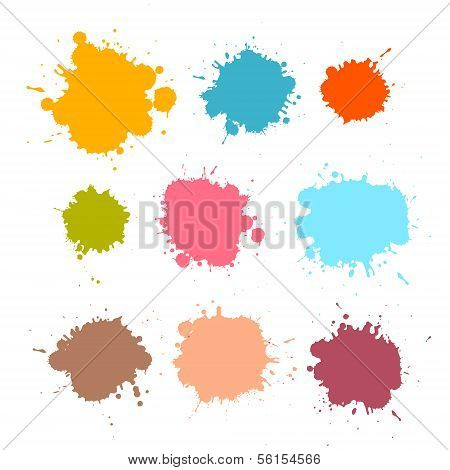 Colorful Retro Vector Stains, Blots, Splashes Set