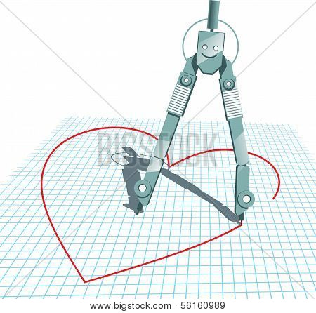 Compasses in Love - Vector Illustration
