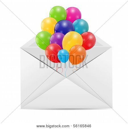 Envelope with Balloons Vector Illustration