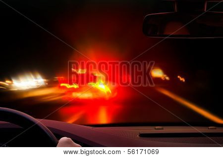 night driving - caution - brake lights