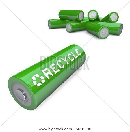 grüne recycling-Zeichen auf aa Akku Batterien