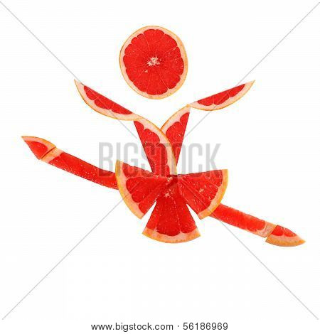 Healthy Eating. Funny Little Dancer Made Of The Grapefruit Slices.