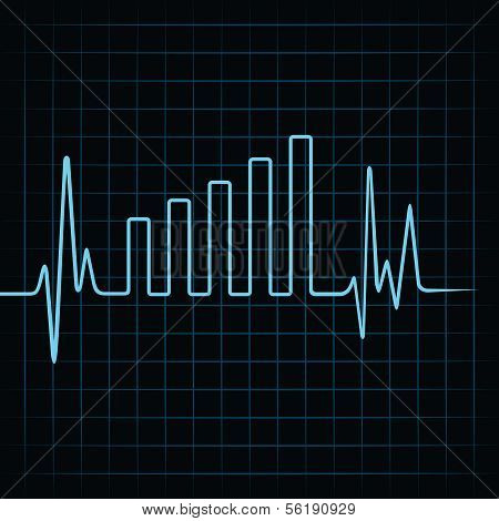 Heartbeat make business graph stock vector