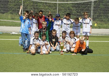 Soccer Team Bsc Schwalbach After Winning The Cup