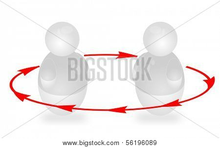 Two stylized persons having an discussion. All isolated on white background.