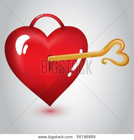Red Heart With Key