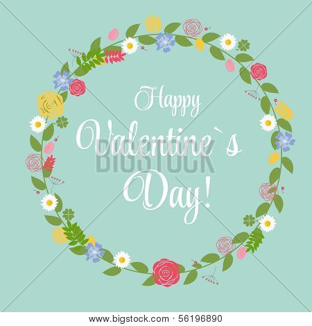 Vector St Valentine Day's Greeting Card in Retro Style Design