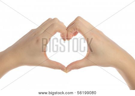 Human hands forming a heart. All isolated on white background.