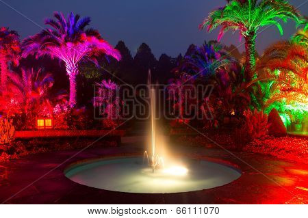 Light Show In A Night Park In Bad Pyrmont