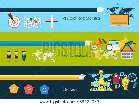 Flat UI design concepts for unique infographics, seo, web template branding. Concepts eÃ?Ã?Ã?ÃÂ²ements for web banners and brochure or covers.