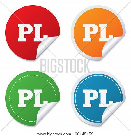 Polish language sign icon. PL translation