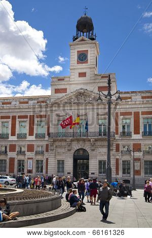 MADRID, SPAIN - MAY 28, 2014: Madrid city centre, Puerta del Sol square one of the famous landmarks