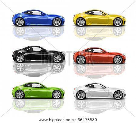 Collection of Multicolored 3D Modern Cars