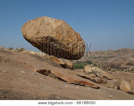 Big Balancing Granite Boulder