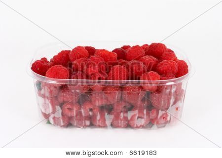 Fresh Raspberries In Plastic Container