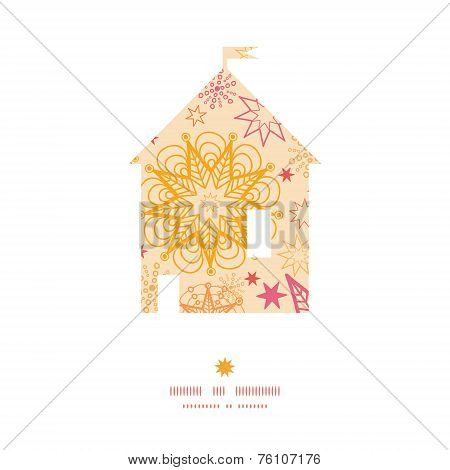 Vector warm stars house silhouette pattern frame