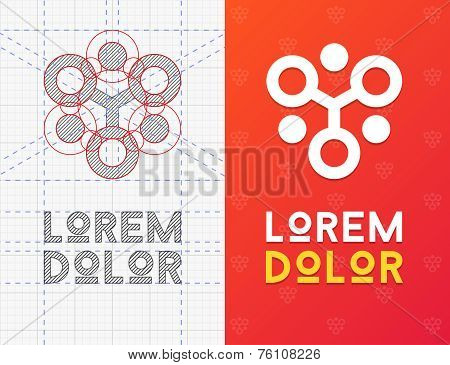 Geometric business icon with scheme. Vector